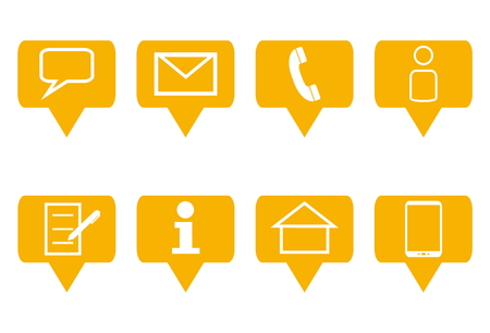 Eight isolated communication icons for website orangeの写真素材
