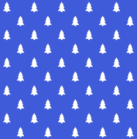 Traditional seamless christmas background blue with white fir treesの写真素材