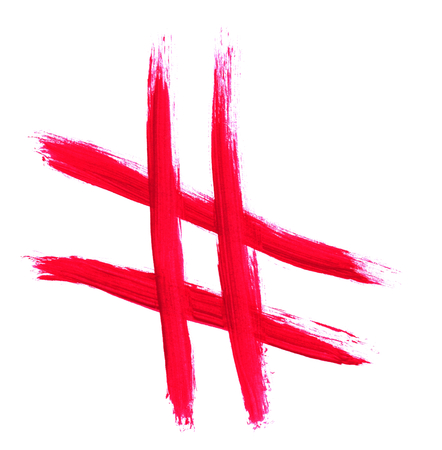 Sketch of hand painted red hashtag iconの写真素材