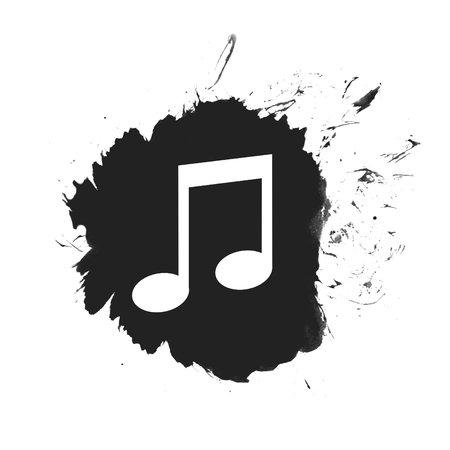 Isolated black color splash Button with Music Iconの写真素材