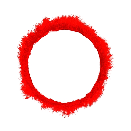 Dirty hand painted empty isolated circle ring with red colorの写真素材