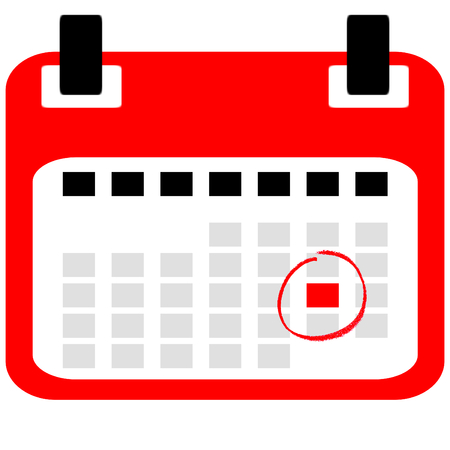 Red isolated calender Icon with Save the Date Reminderの写真素材
