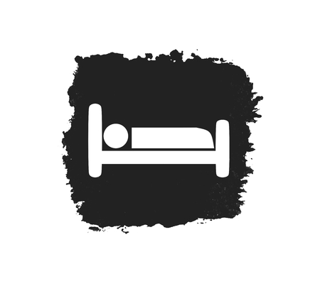Black isolated brush texture with Hotel Bed iconの写真素材