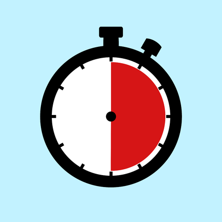 30 Minutes or 30 Seconds or 6 Hours - Flat Design Stopwatch on blue backgroundの写真素材
