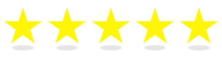 5 yellow stars icons for top quality or customer satisfaction