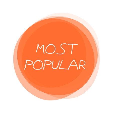 Isolated red round Button with handwritten text: Most Popularの写真素材
