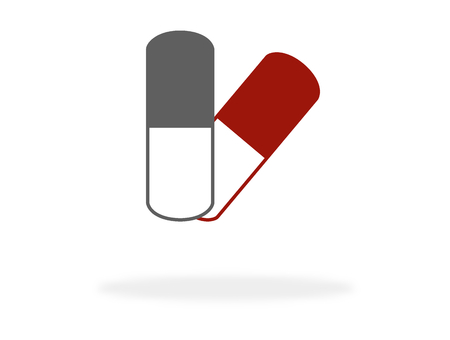 Two grey and red Pill icons - Symbol for Medicine, Pharmacy, Health or Medicationの写真素材
