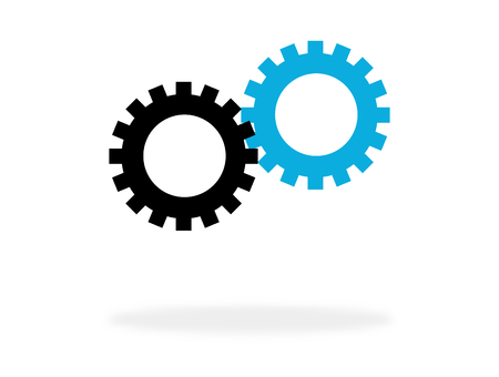 Cogwheel icon with black and blue colors - Symbol for Settings, Mechanism or Engineeringの写真素材
