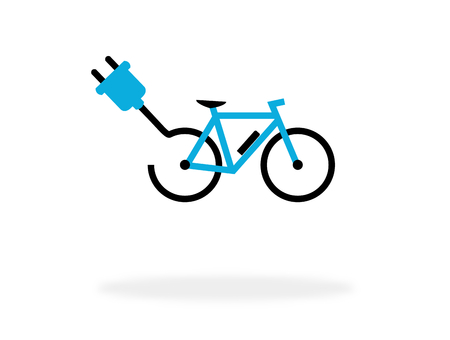 E Bike icon with blue color - Symbol for Electrical Bikeの写真素材