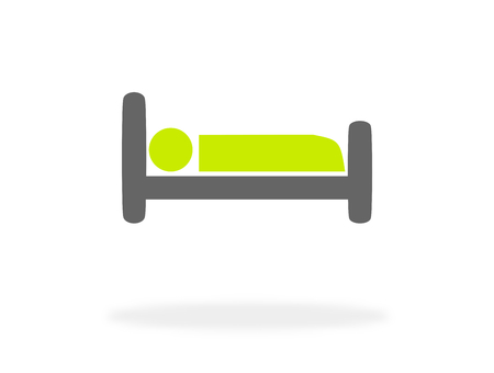 Bed icon with green grey colors - Symbol for Hotel or Sleepingの写真素材