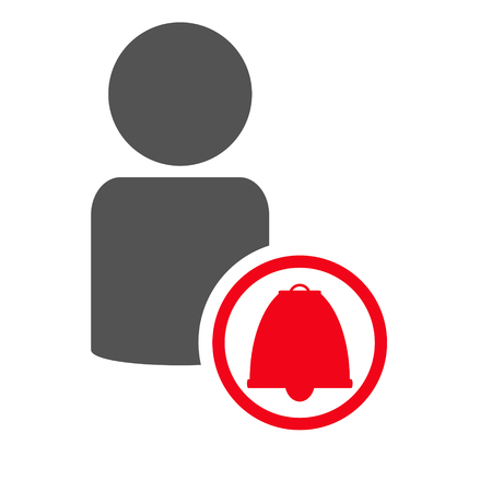 Isolated person symbol with red bell iconの写真素材