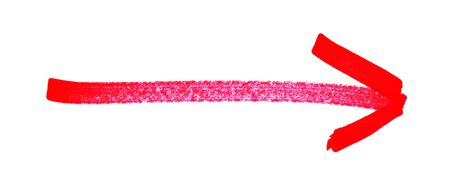 Red grunge Arrow showing from left to right - Hand drawn with brush or pencilの写真素材