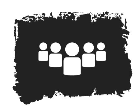 Group Icon - Symbol on isolated black hand painted grunge texture