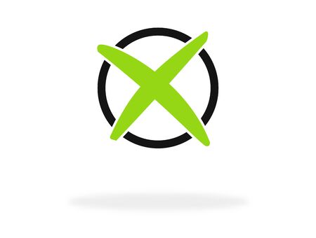 Icon with shadow: Green cross with circleの写真素材