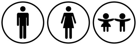 Man, Woman and Children  symbol - Flat Icon in circle for Male Person, Father or Humanの写真素材