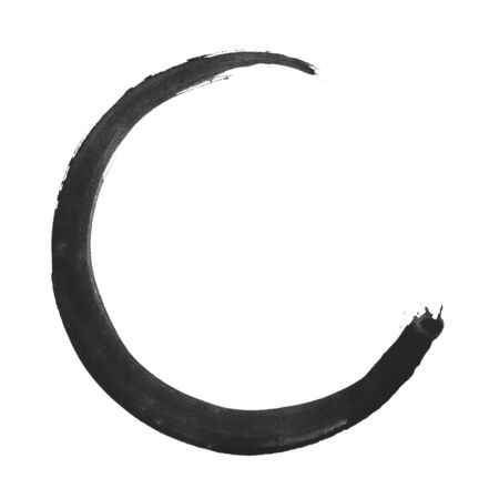 Open black painted circle made with paintbrushの写真素材