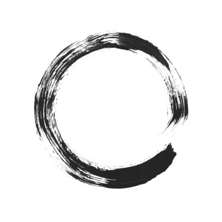 Sketch of dirty hand drawn black circle made with paintbrushの写真素材