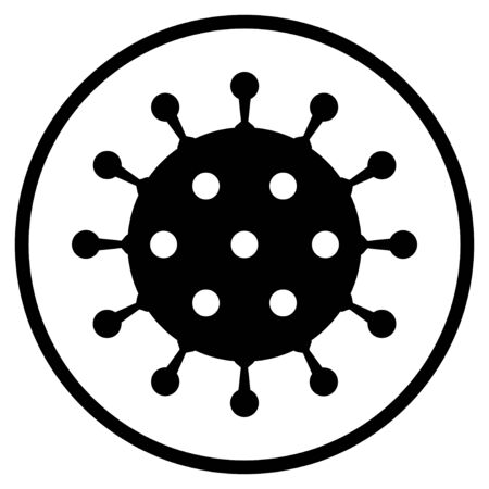 Coronavirus Symbol - Flat Covid-19 Virus Icon in Circleの写真素材