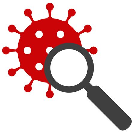 Coronavirus Symbol with magnifier - Flat Covid-19 Virus Icon and Science or Testingの写真素材
