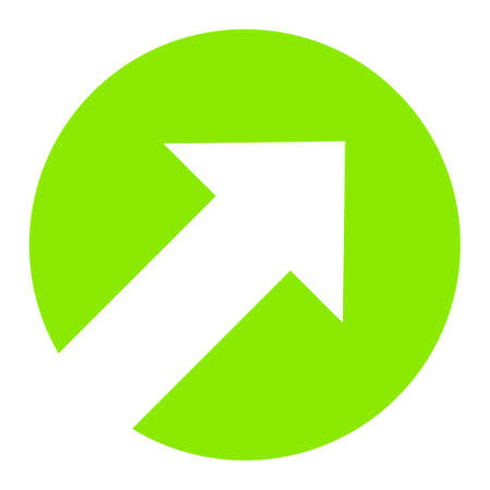 Green circle with simple white arrow icon showing doiagonal up - Success and Growthの写真素材