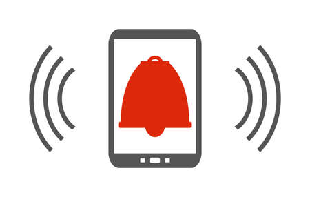 Icon showing bell on mobile phone: Reminder, Alarm Clock or Notificationの写真素材