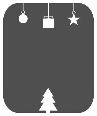 Very simple black christmas card template with fir tree and white decorationの写真素材