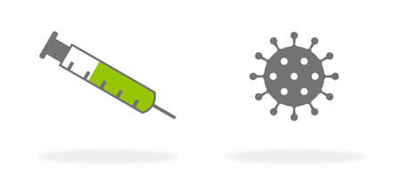 Covid-19 icon: Syringe and coronavirus iconの写真素材