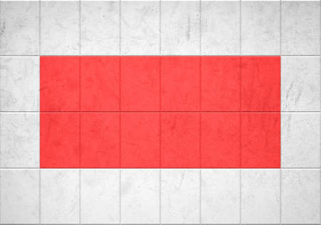 White and red tiled wall backgroundの写真素材