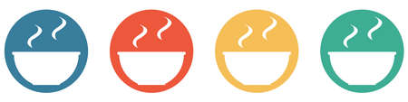 4 colorful buttons blue, red, orange and green showing: Hot soupの写真素材