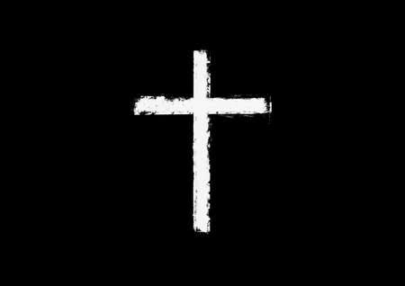 Simple black funeral or memorial card with white crossの写真素材