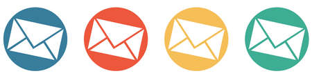 4 colorful buttons blue, red, orange and green showing: Newsletterの写真素材