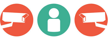 3 colorful buttons red and green: Surveillance cameraの写真素材