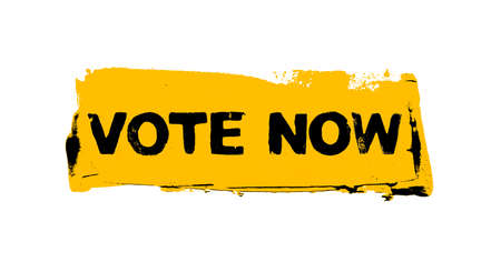 Yellow orange grunge Banner with dirty color showing Vote Now