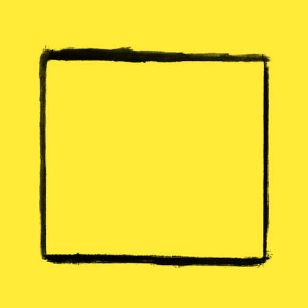 Yellow background and empty hand drawn pencil frameの写真素材