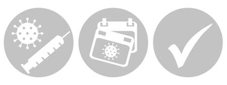 Vaccinated or Recovered - Button Banner greyの写真素材