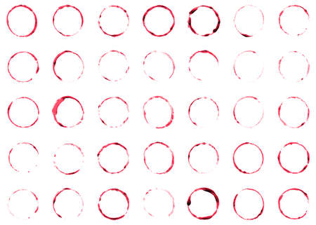 Collection of hand made red ink circlesの写真素材
