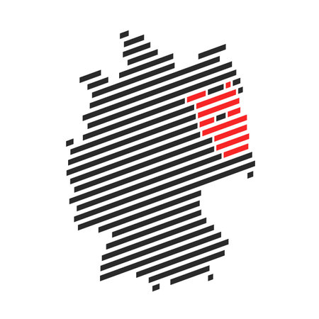 Modern diagonal black stripe map of Germany showing Federal State of Brandenburgの写真素材