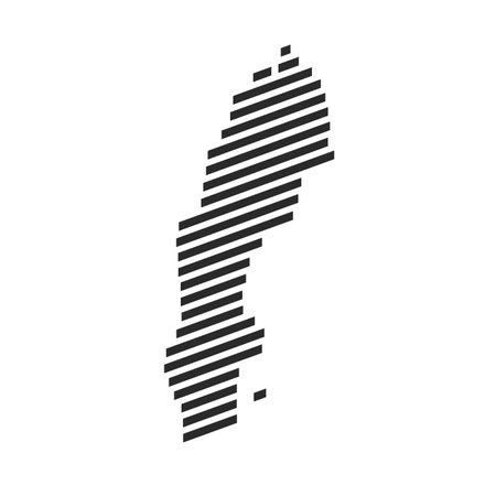 Diagonal black stripe map of Swedenの写真素材