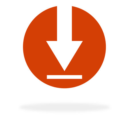 Red download Button with arrowの写真素材