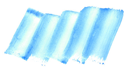 Blue watercolor painted with paintbrushの写真素材