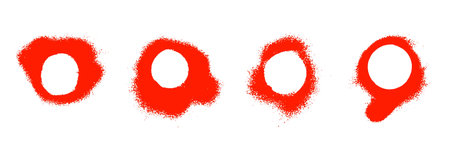 Collection of 4 red round graffiti circlesの写真素材