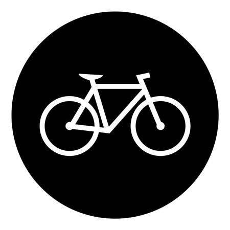 Black round Button with white Bike symbolの写真素材