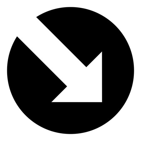 Black round Button with white diagonal Arrow symbol upの写真素材
