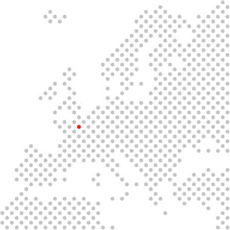 City Paris in France - Simple dotted map of Europe with red positionの写真素材