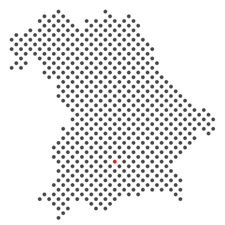 City Munich in Germany - map with dots of federal State Bavariaの写真素材