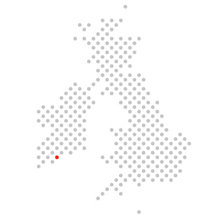 Cork in Ireland - Dotted map of Great Britain with red markingの写真素材
