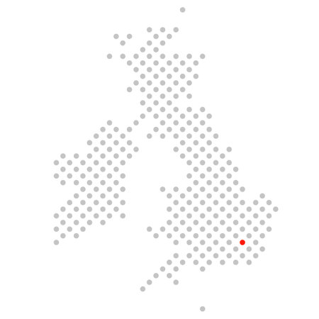 London in England - Dotted map of Great Britain with red markingの写真素材