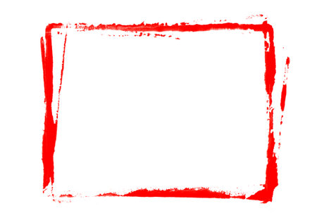Very dirty red grunge paintbrush rectangle frameの写真素材