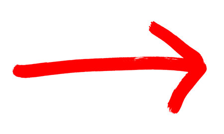 Hand painted red arrow pointing rightの写真素材