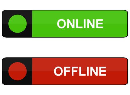 Button Banner green and red: Online and Offlineの写真素材